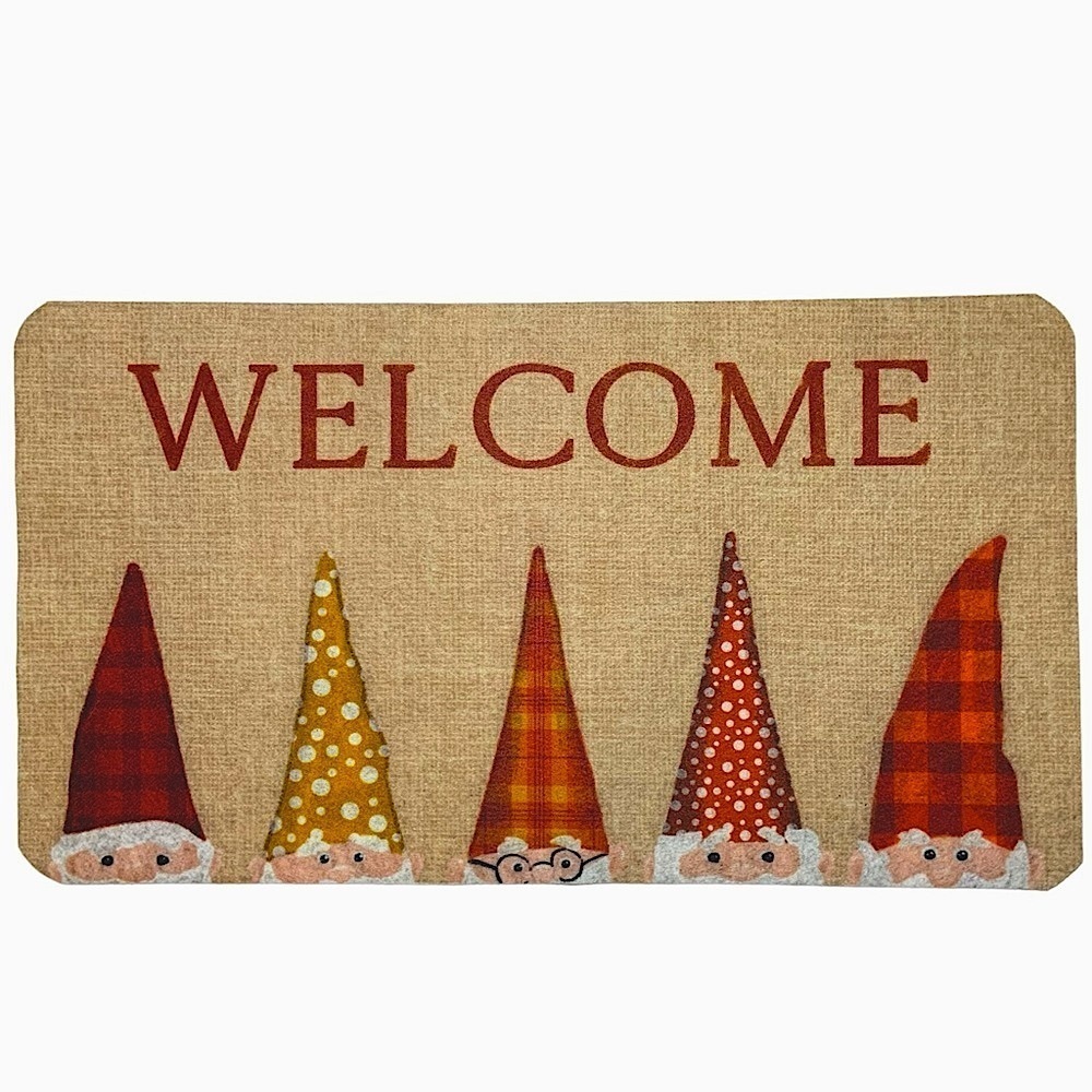 Thankful Home Gnome Rustic Welcome Mat Non Skid Rectangle Neutral 17 x 30 in